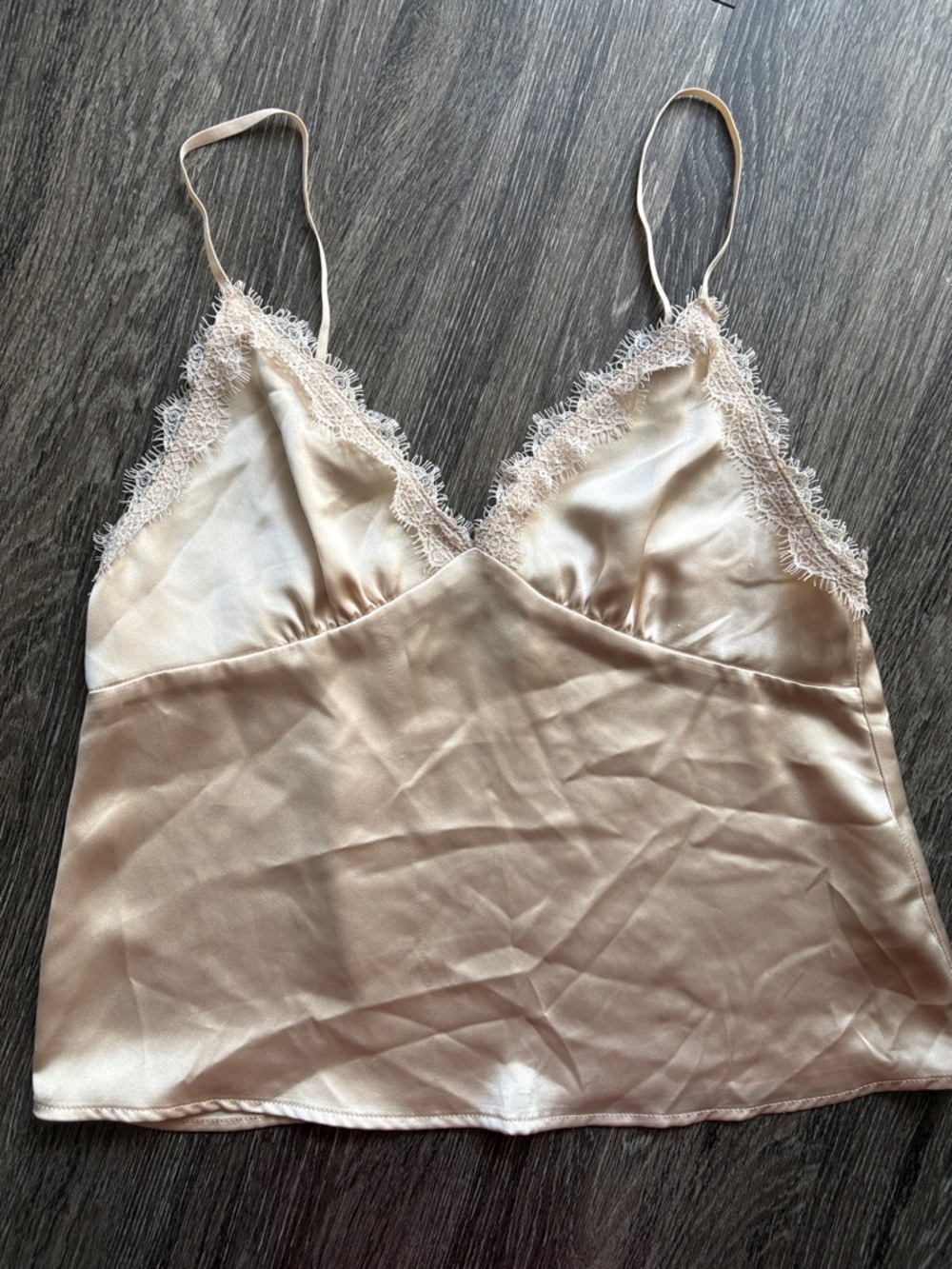 Forever 21 Cream Satin Lace-Trim Cami